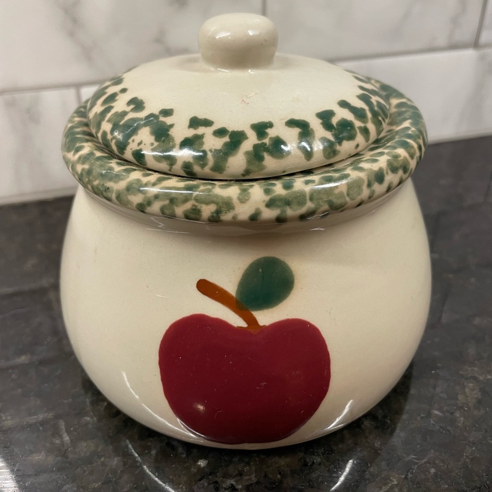 Vintage Ceramic Sugar Bowl Apple Design